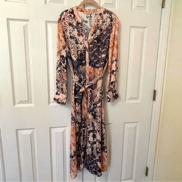 Soft Surroundings Nassau Floral Belted Patchwork Satin Maxi Dress - Picture 14 of 15